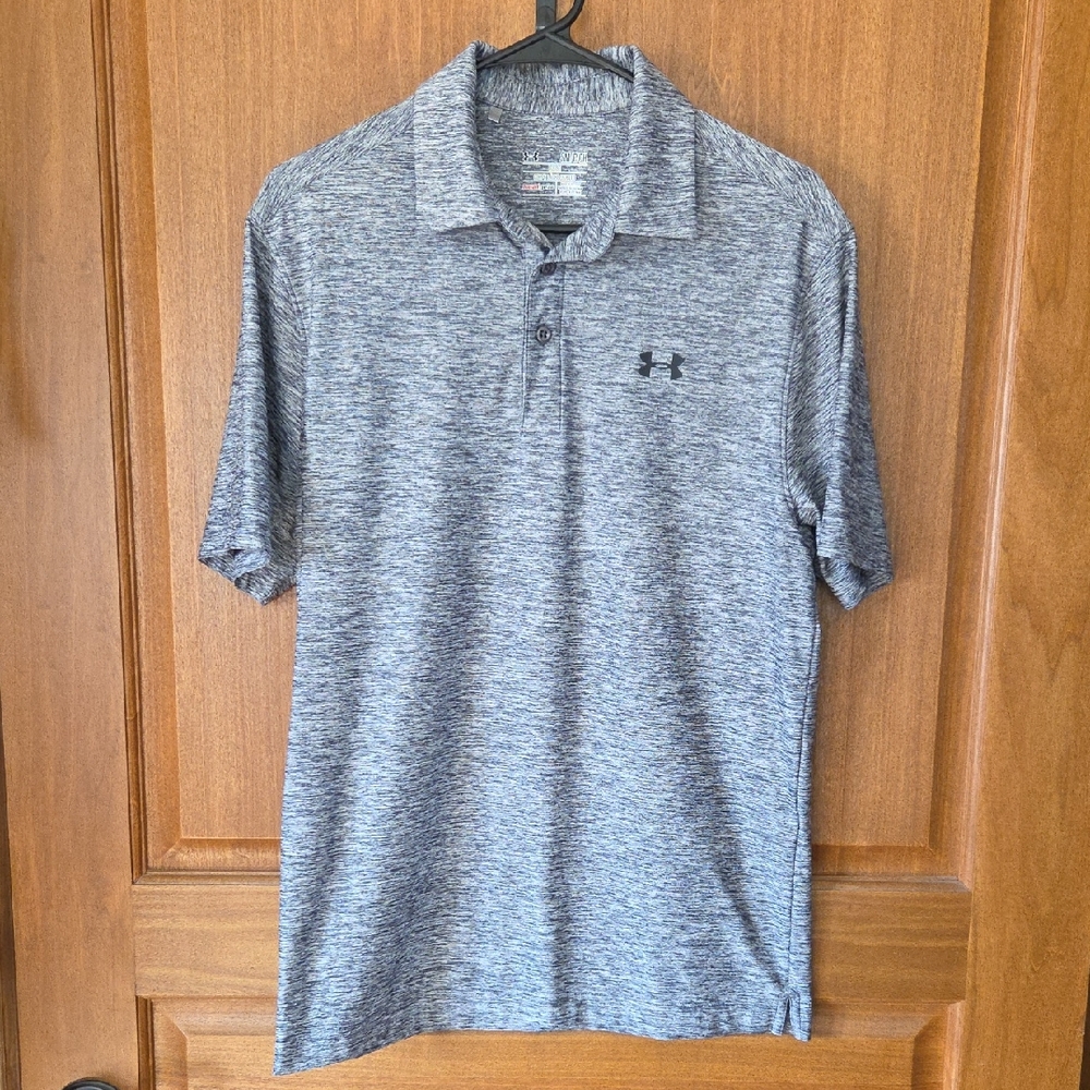 Mens Under Armour Heather Gray Polo Size Small Golf Athleisure
